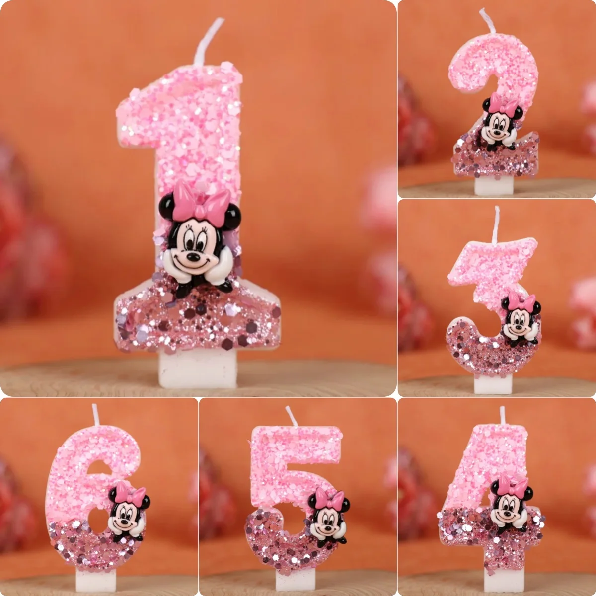 Vela Digital de Mickey y Minnie Mouse con Número del 0 al 9, Decoración para Pastel de Cumpleaños Infantil, Accesorios para Fiestas de Dibujos Animados y Anime