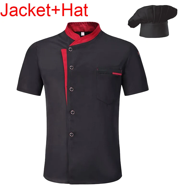 Catering Uniform Set Restaurant Outfit Kitchen Work Shirt andCap for Food Service Bakery Café Waiter Workwear Cooking Chef Jacke