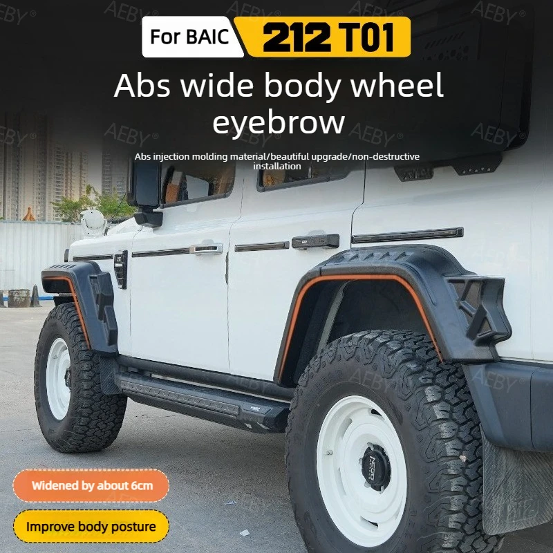 AEBY For BAIC 212 T01 Wide Body Fender Flares 6cm Wider ABS Plastic Off-Road Scratch-Proof Wheel Arch Trim 4PCS Set