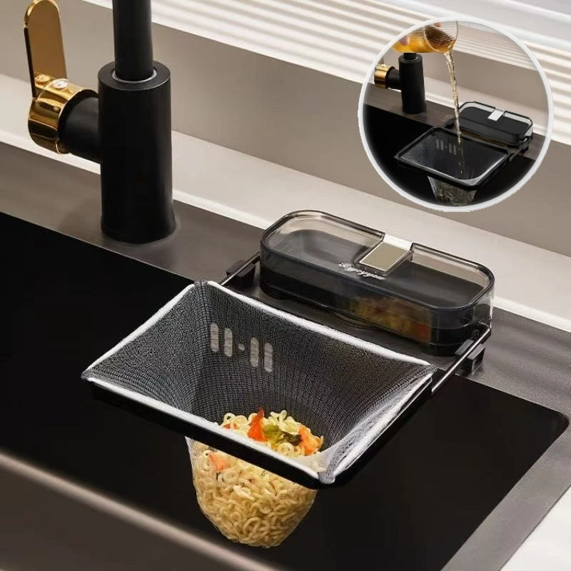

Foldable Suction Cup Sink Strainer with 50pcs Filter Mesh Bags Kitchen Sink Filter Rack Reusable Residue Food Waste Filter Rack