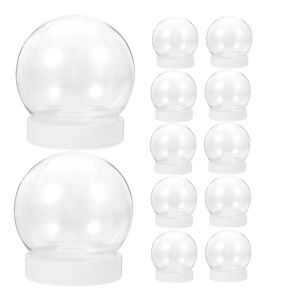 

12 Pcs Snowball Globe Xmas Water Empty Globes Clear DIY Christmas White Compact Plastic