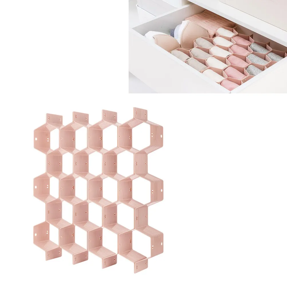 Honeycomb Style Drawer Divider Plastic Storage Box Pink Thickened Material Closet Organizer Large Compartments Freedom