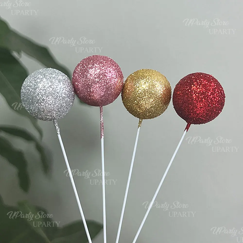 30 Stück Glitzer-Goldkugeln als Kuchendekoration in 15 Farben, Glitzer-Pailletten-Kugeln für Geburtstag, Babyparty, Hochzeit – Detail 5