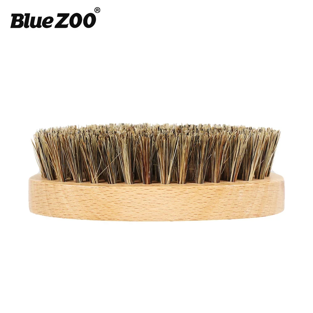 

Bluezoo Oval wood beard brush Shaving Brush Portable Barber Natural Beard Brush For Facial Cleaning Mustache Tools men care