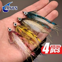 ANFS 4pcs Streamer Fly with box, Slowly Sinking Salmon Trout Steel head Fly Fishing Flies Lures