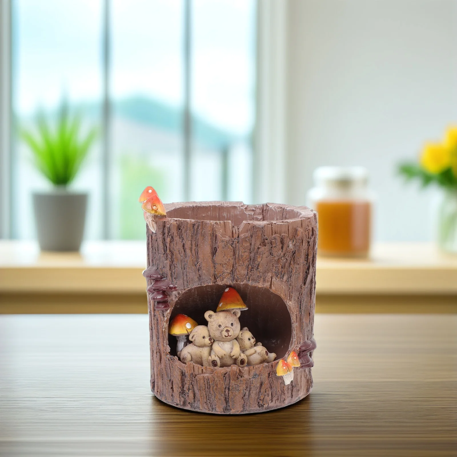 

1Pcs Resin Tree Hole Succulent Plant Pot Stable Mini Succulent Planter Environmental Friendly Garden Decor Flower Holder