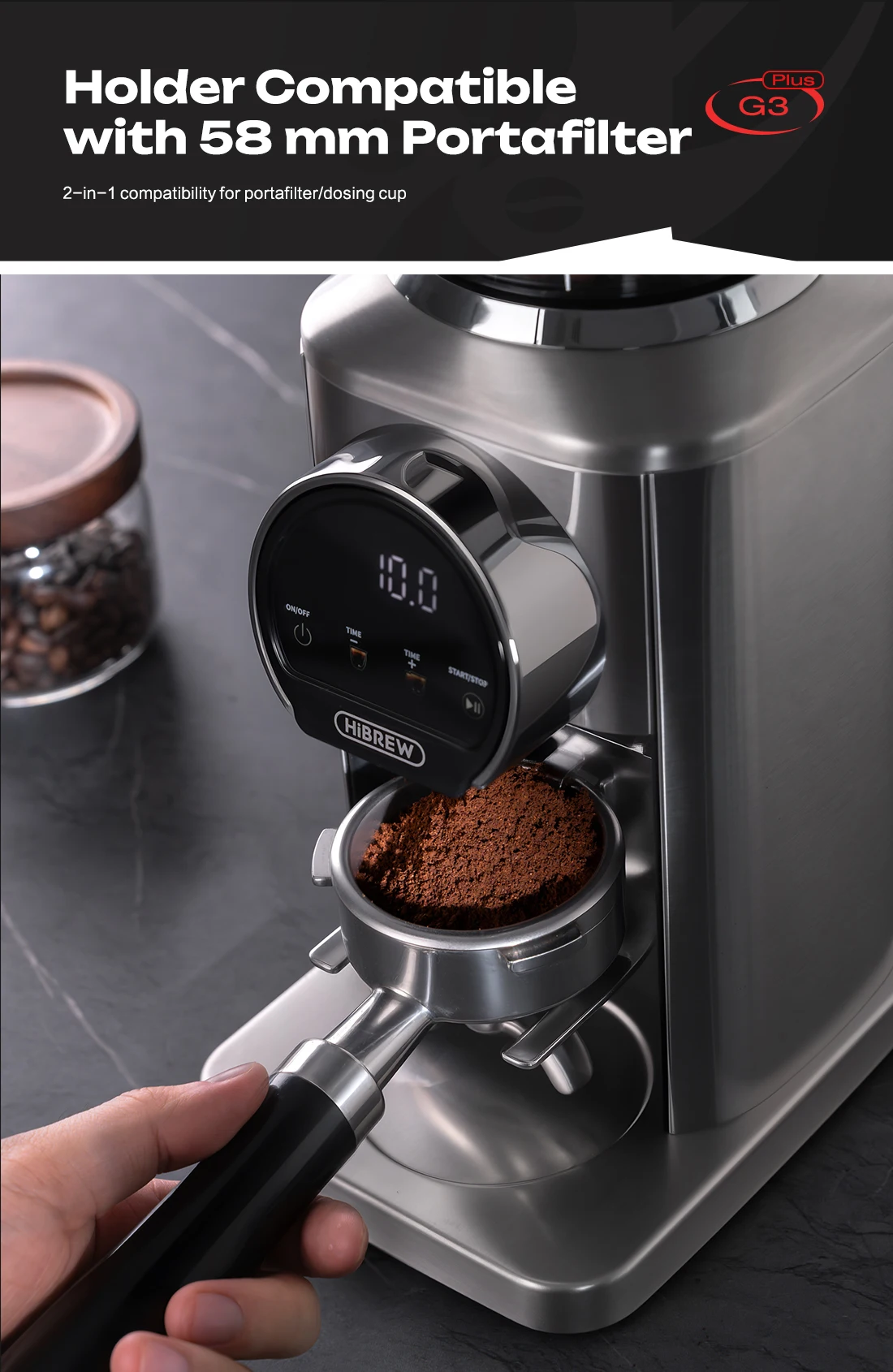 HiBREW G3 Plus 48mm Konische Mahlscheiben Elektrische Kaffeemühle Kompakte Tragbare Kaffeebohnenmühle für Espresso und Türkischen Kaffee – Detail 14
