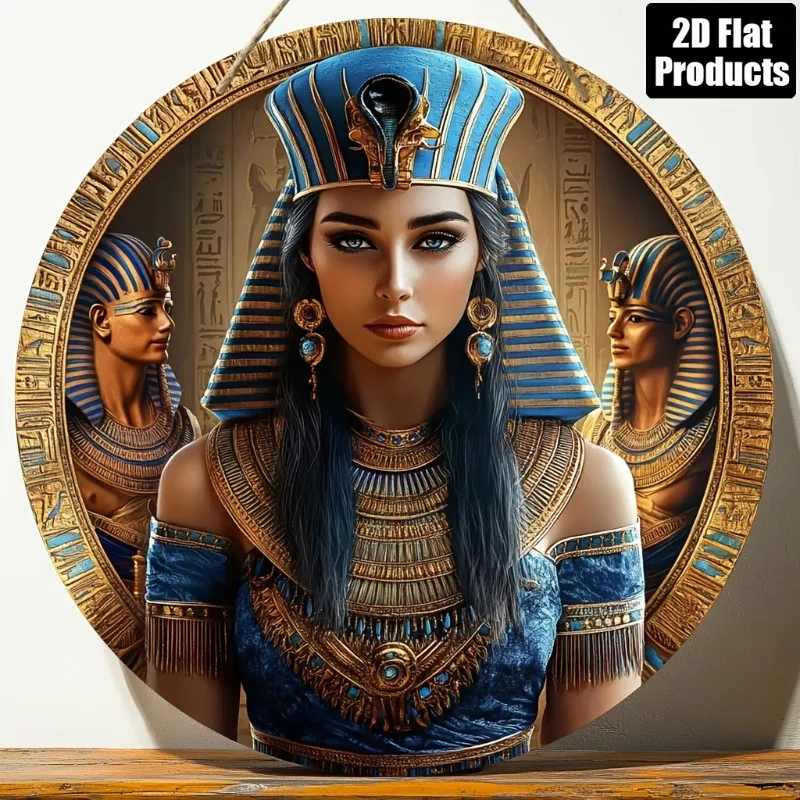 2D Metallschild, Ägyptische Königin Vintage Retro Thema, Metall-Wandkunst für Bar Küche Café Wohnzimmer Büro, 8x8 Zoll Heimdekoration G