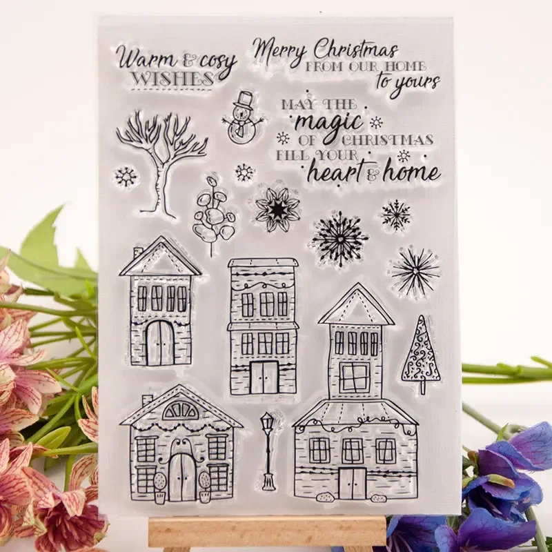 Christmas House Clear Stamp Transparent Silicone DIY Stamp Seal Sheet for Scrapbooking Making Album Photo Handmade Decoration