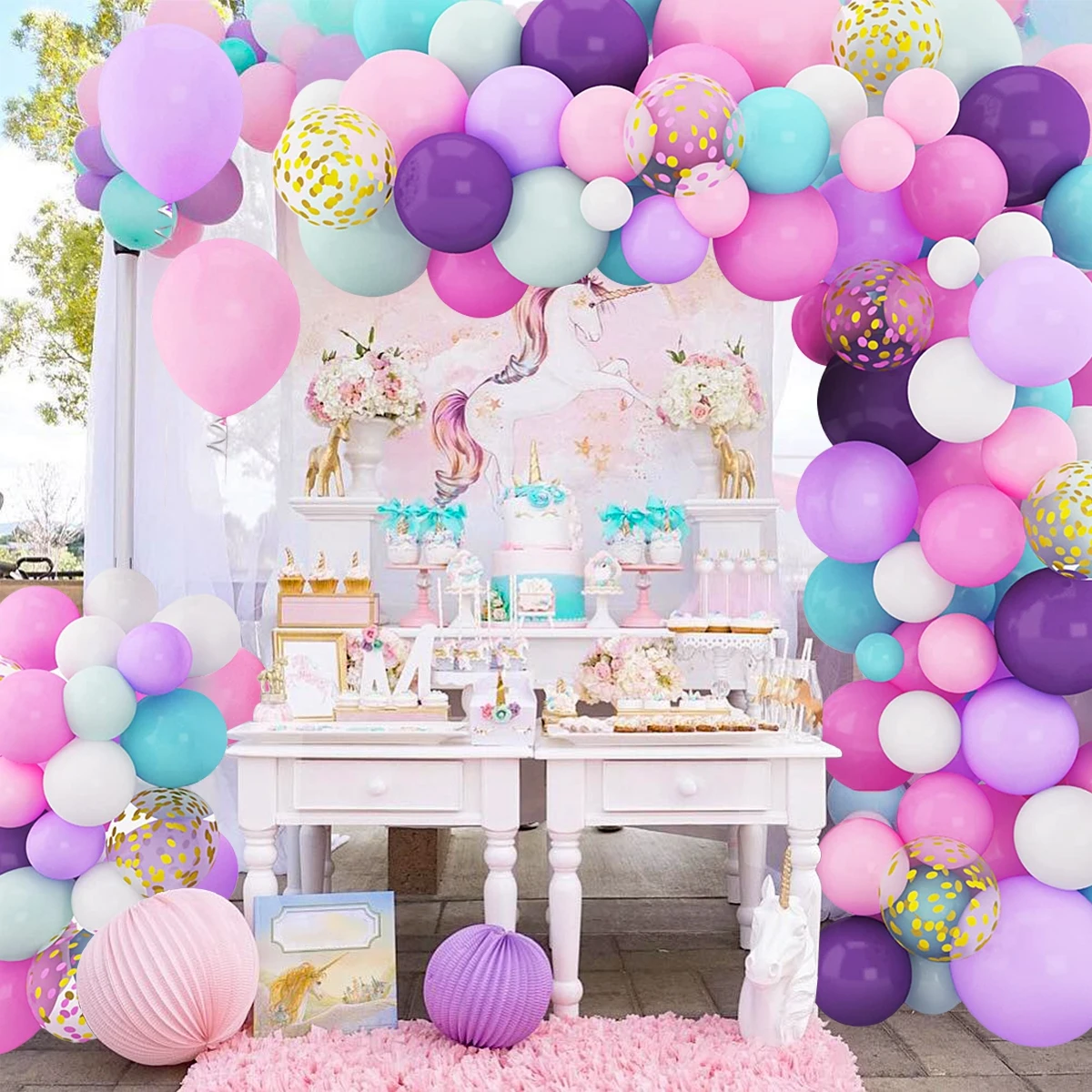 

112pcs Unicorn Balloon Garland Arch Kit Confetti Latex Ballons Wedding Birthday Party Decor Kids Girl Baby Shower Gender Reveal