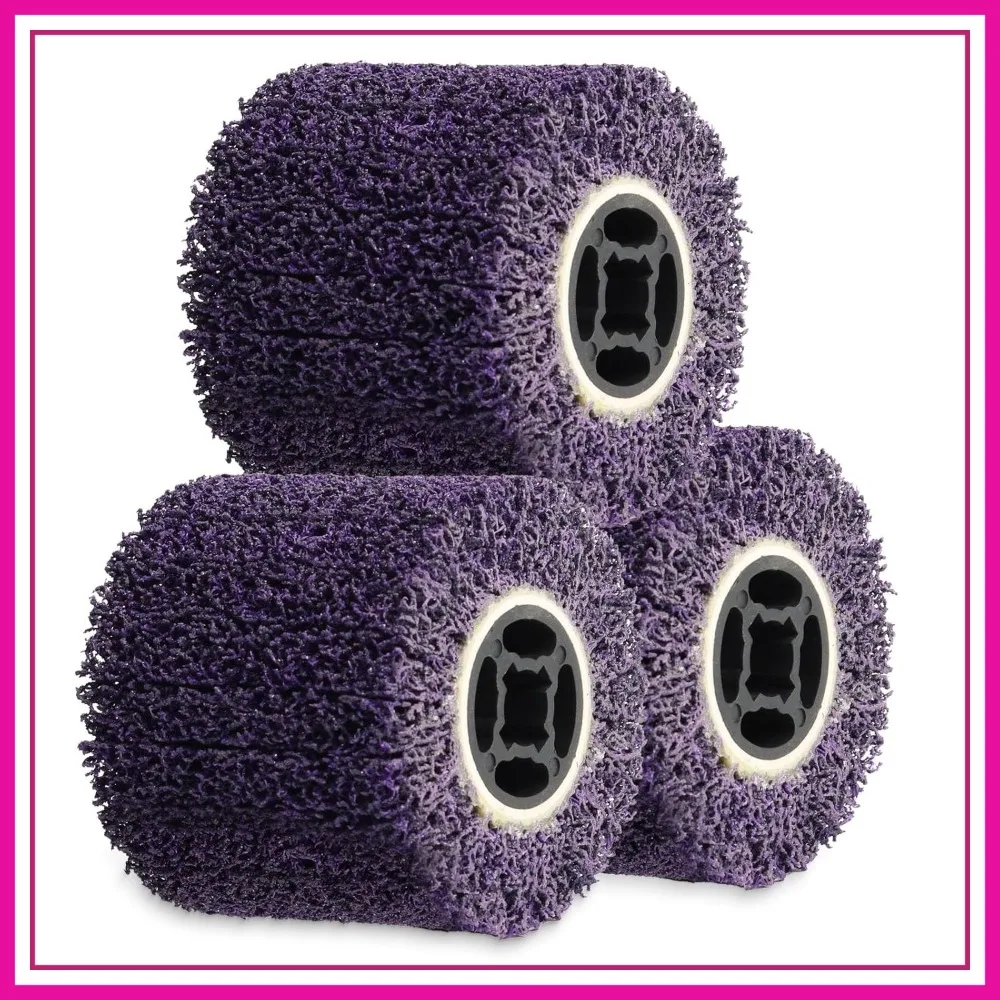 

3PCS 36 Grit Abrasive Drawing Wheel Drum, 4.5" x 4" Wire Drawing Polishing Burnishing Wheels for Wood Metal Surface Polishing
