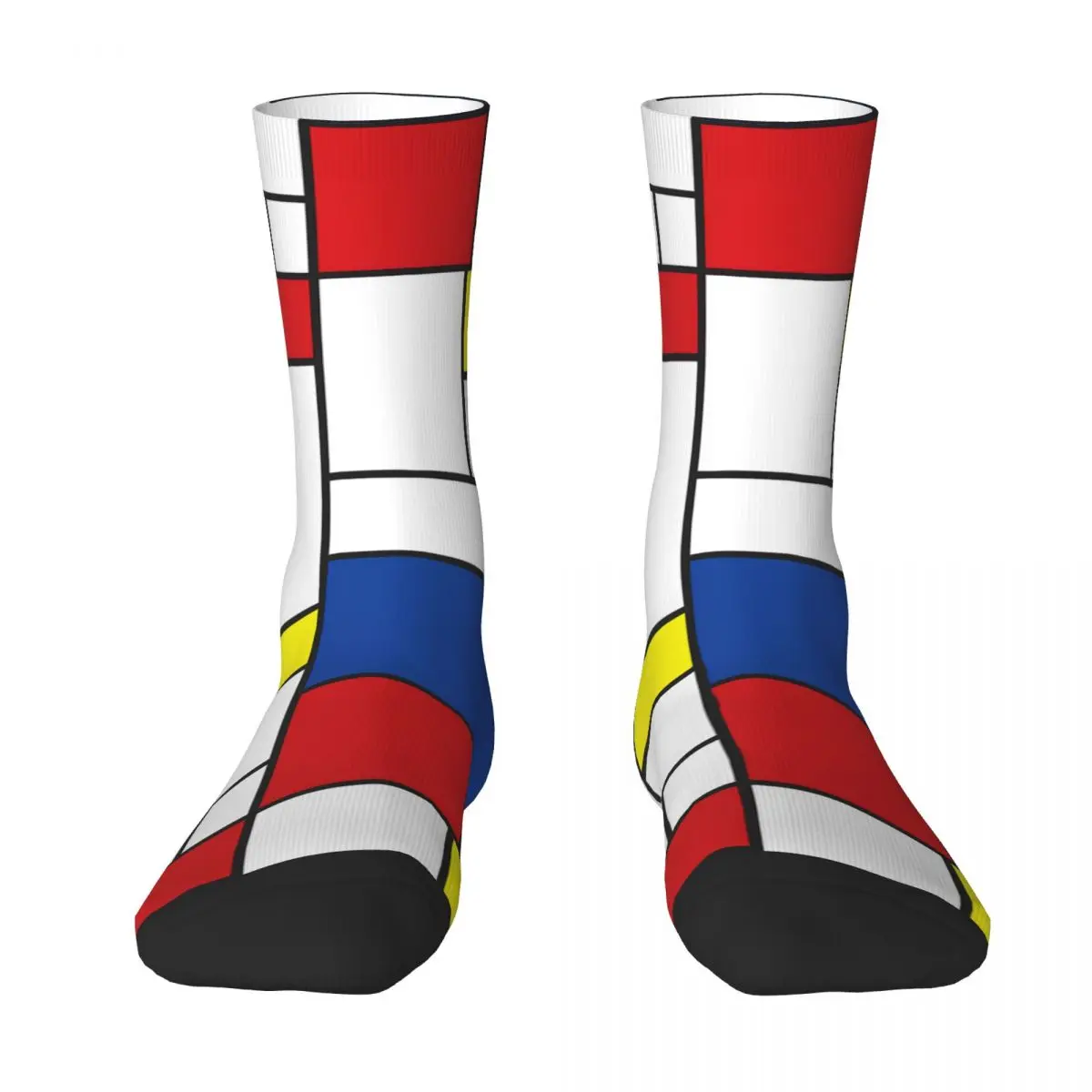 Vintage Geometric De Stijl Socks Mondrian Minimalist Harajuku Stockings Autumn Anti Slip Men Socks Quality Design Outdoor Socks