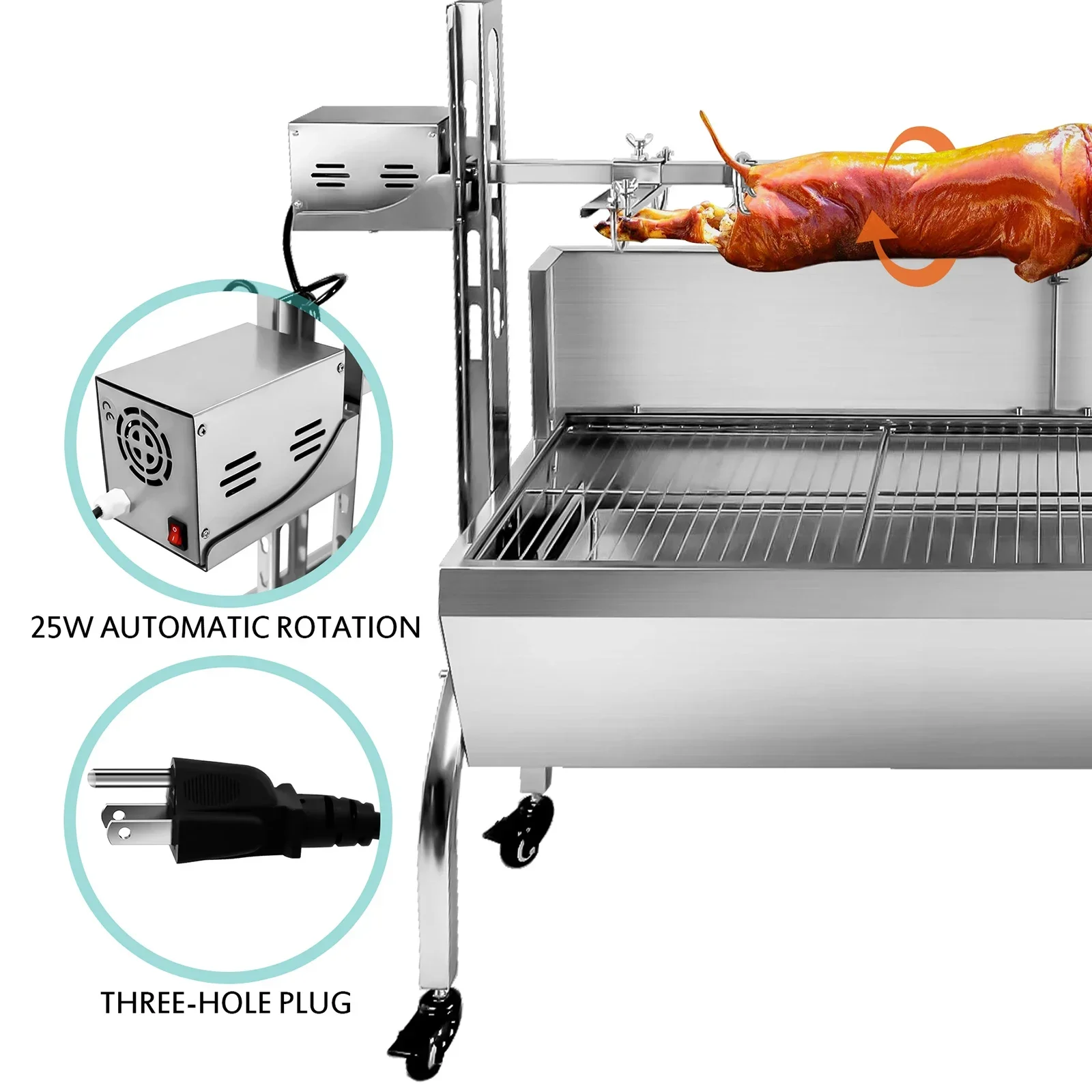 80KG BBQ Pig Lamb Chicken Rotisserie Roaster Skewer Roast Grill Motor Smoke Free and Roaster Grills