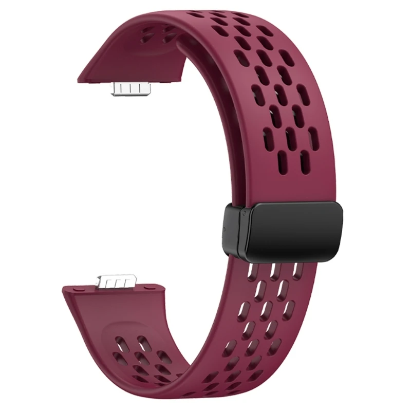 سوار معصم رياضي بمشبك مغناطيسي من السيليكون يسمح بمرور الهواء مع حزام ساعة مريح سريع الإصدار لساعة Fit3 H7JF