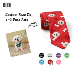 Customized Dog Bone Pattern Ties Your Pet Picture Personalized Face Tie 8cm Wide Polyester Casual Accessories Wedding Party Gift