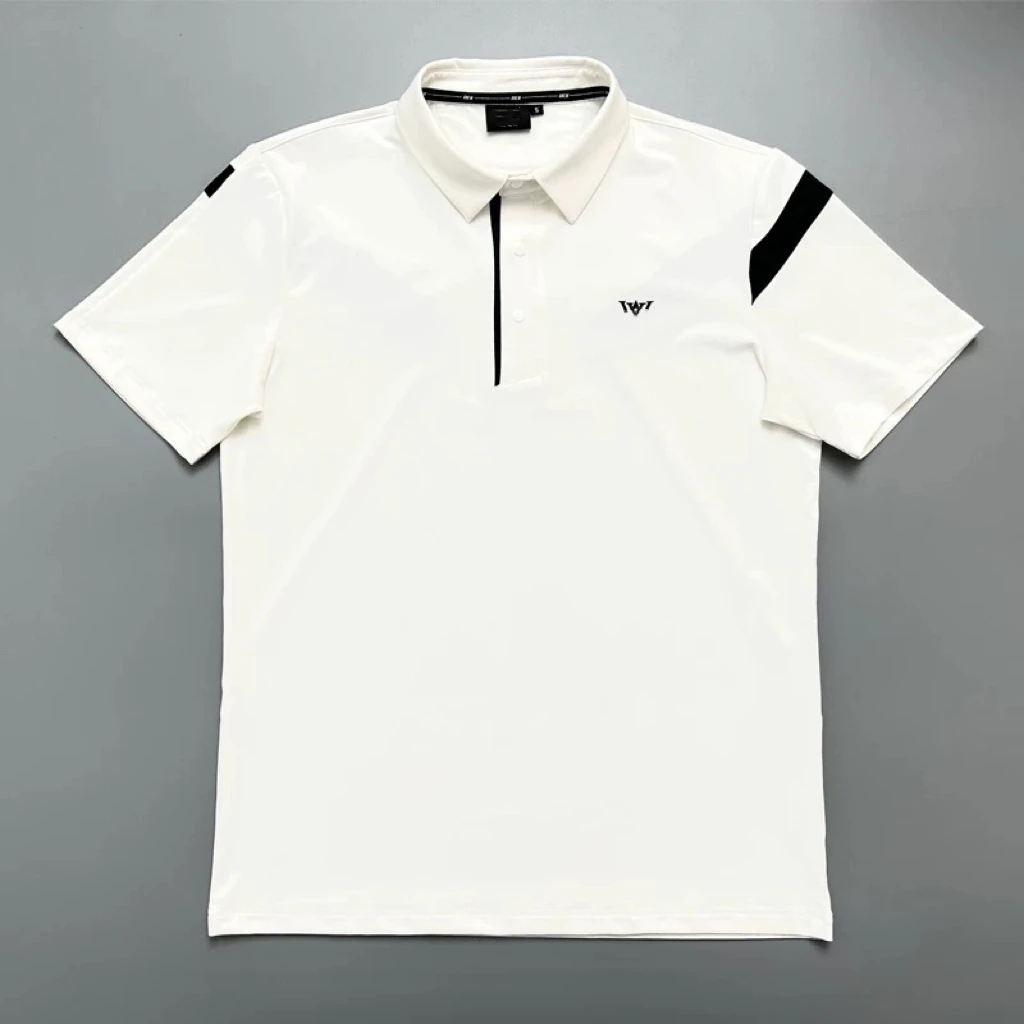 

2025 Summer Golf Clothing Men's Stand Up Collar Fashion Sportswear Loose Splicing Color Contrast Golf Shirt