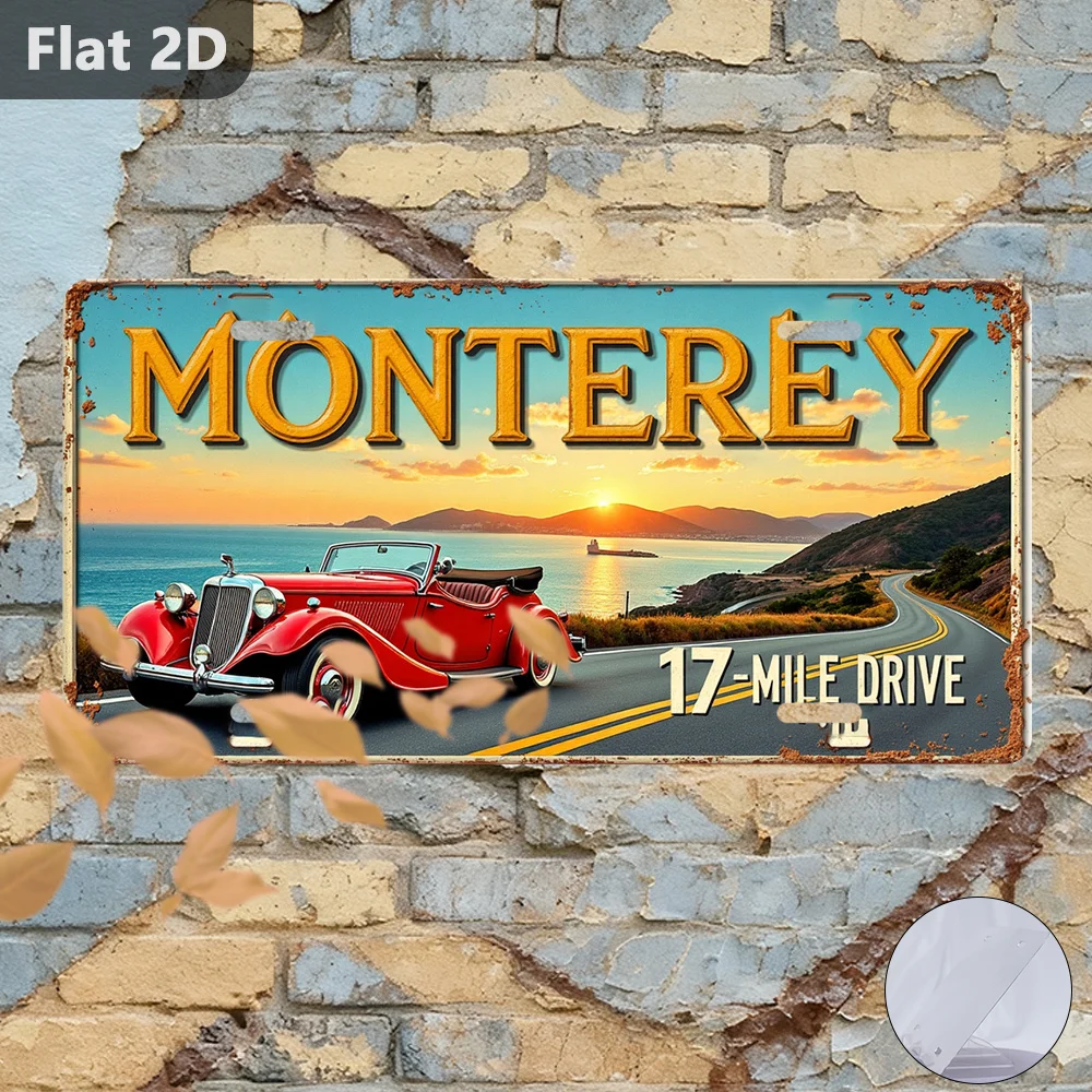 Retro Metall Nummernschild Monterey Vintage Auto Outdoor Wanddekoration