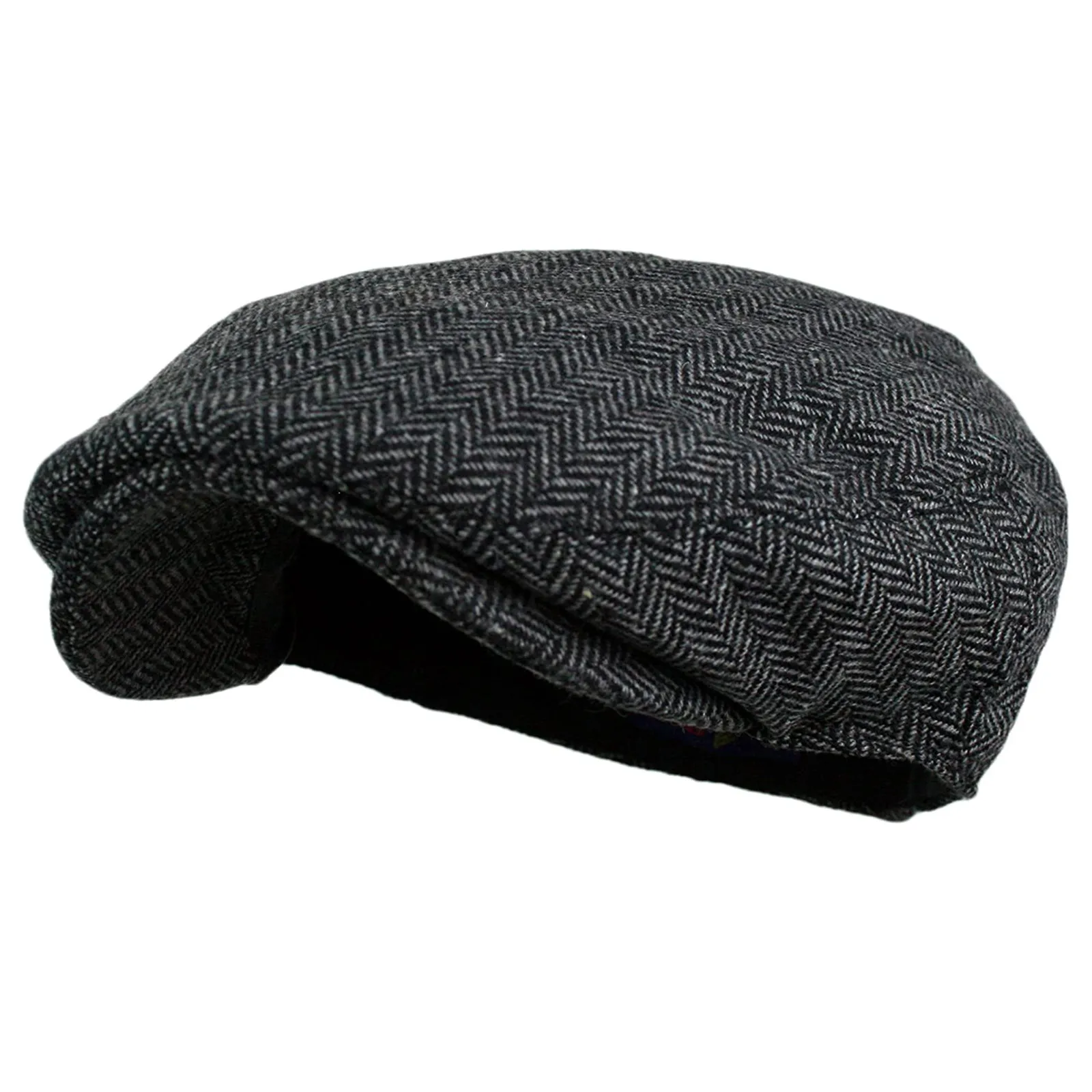 Men's Classic Herringbone Tweed Wool Blend Newsboy Ivy Hat