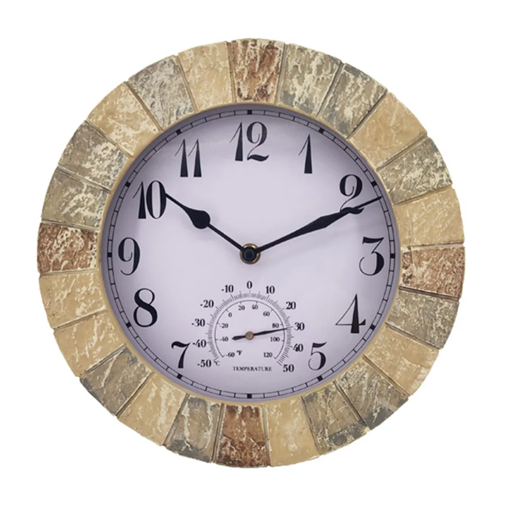 

Украшение стен в помещении, 10-дюймовые часы, встроенный термометр, 10-дюймовые бесшумные настенные часы, декоративные часы, 10 дюймов