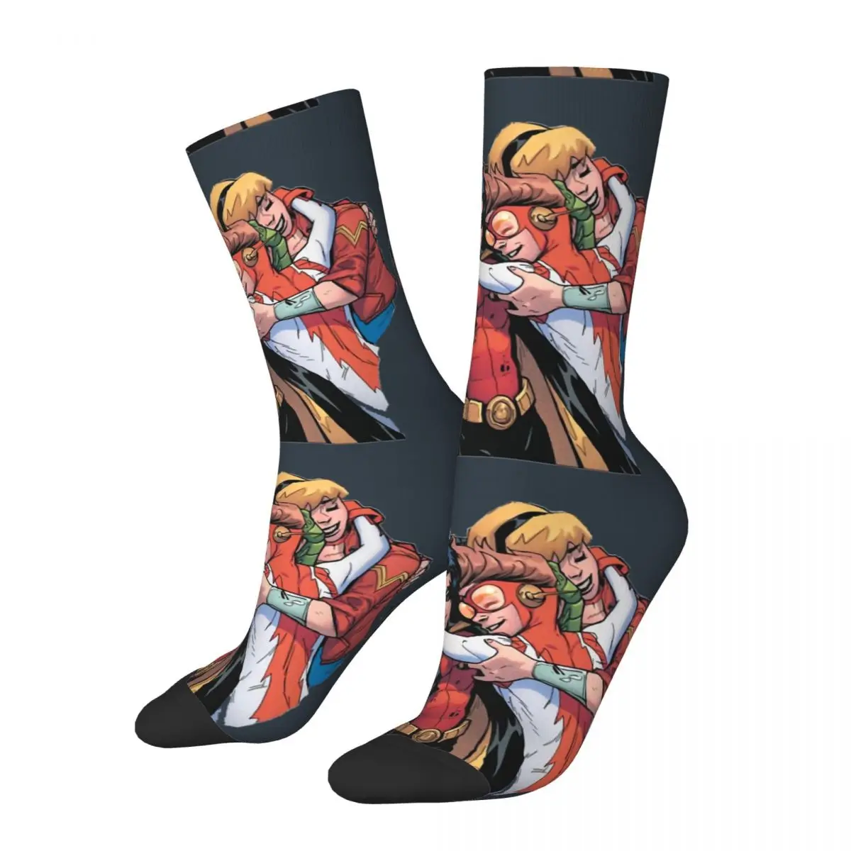 Hip Hop Vintage Hug Crazy Men's Compression Socks Unisex Young Justice Teenager Harajuku Pattern Printed Funny Novelty Sock