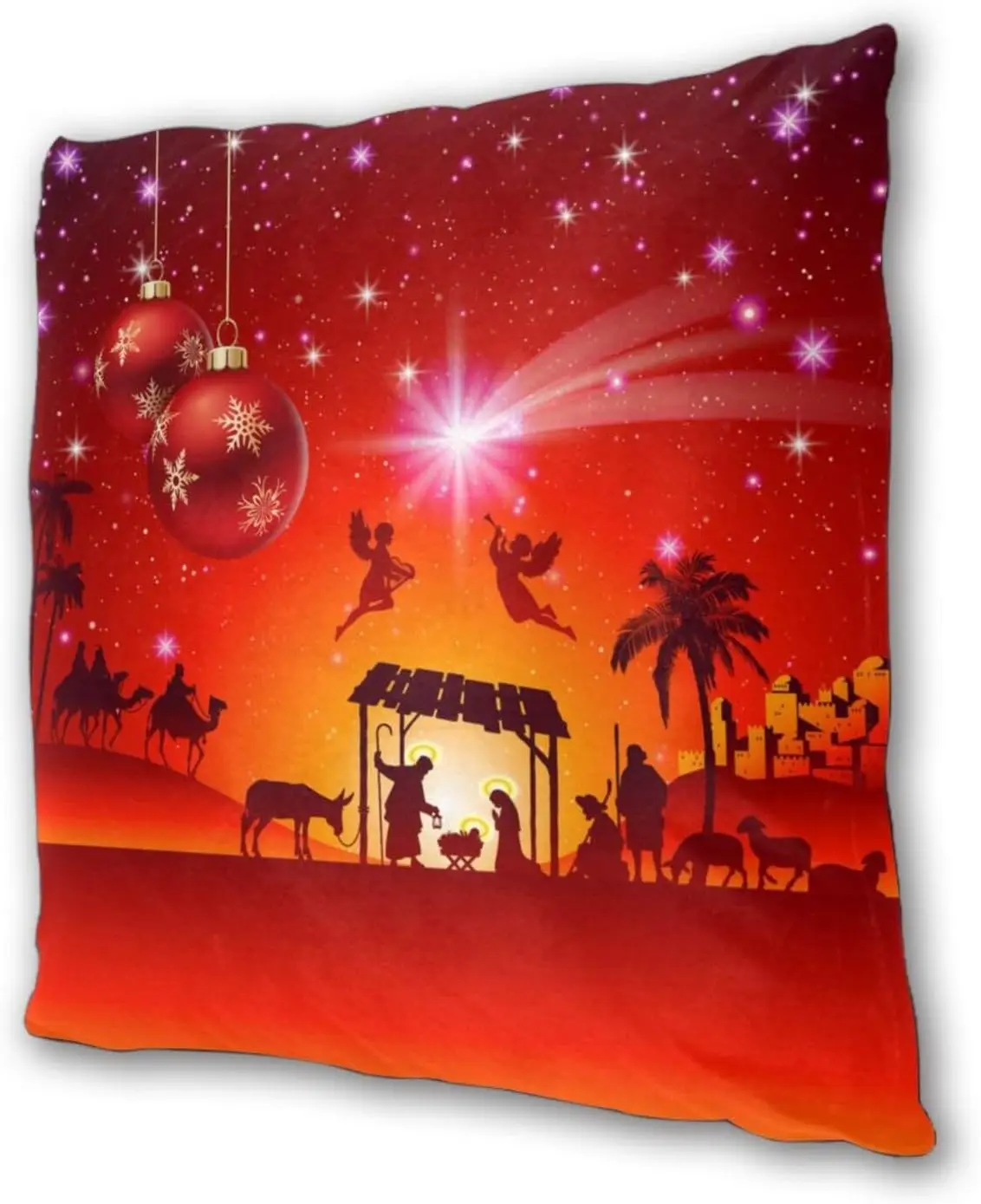 Christmas Nativity Jesus Holy Night Throw Pillow Cover 18x18in Pillowcase Home Decoration Living Room House