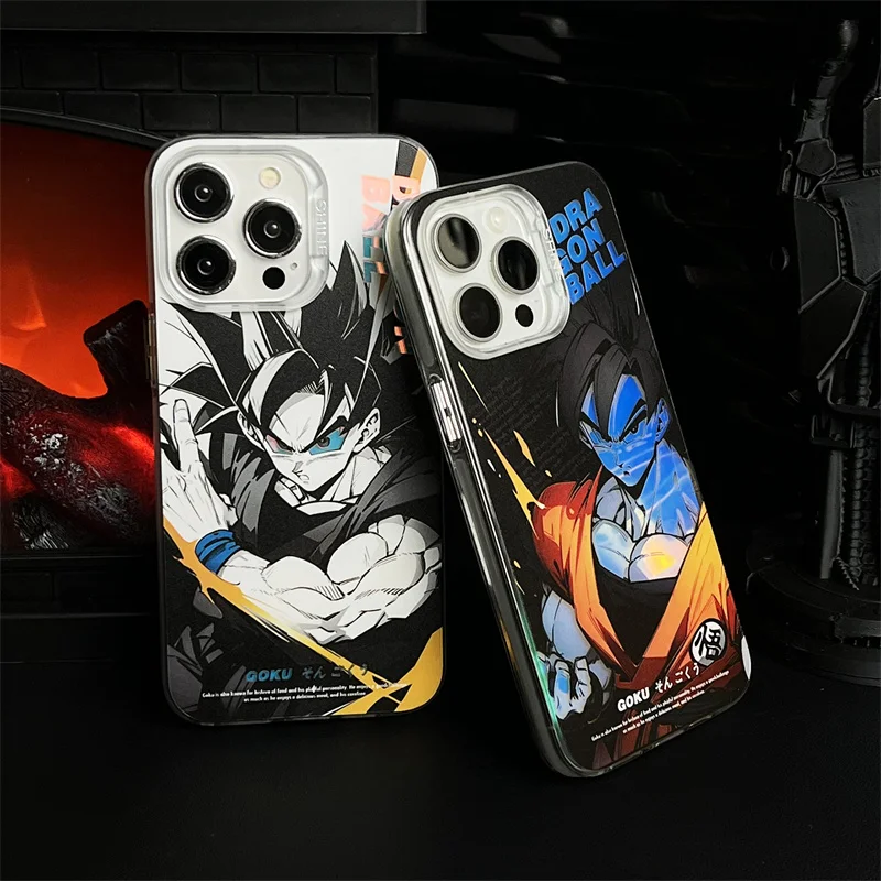 Schattige Anime D-Draken Ballen Laser Telefoon Hoesje Voor Iphone 15 14 13 12 11 Pro Max Cartoon Gradiënt Glanzende Glitter Kameleon Cover