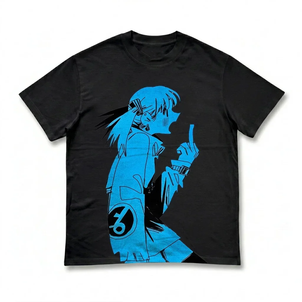 Soul Eater Maka Albarn Middle Finger Y2K Graphic T-Shirt Cotton Men Women Streetwear Tee