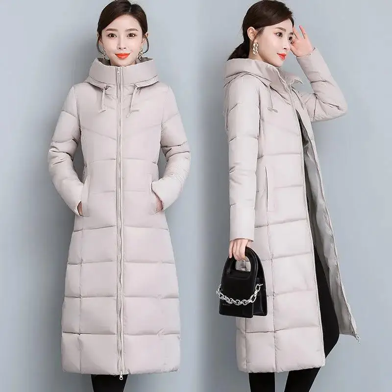 Winter Parkas Hooded Down Cotton Women Jacket Windproof Rainproof Thick Warm Long Puffer Coat White Female Basic Snow Overcoat