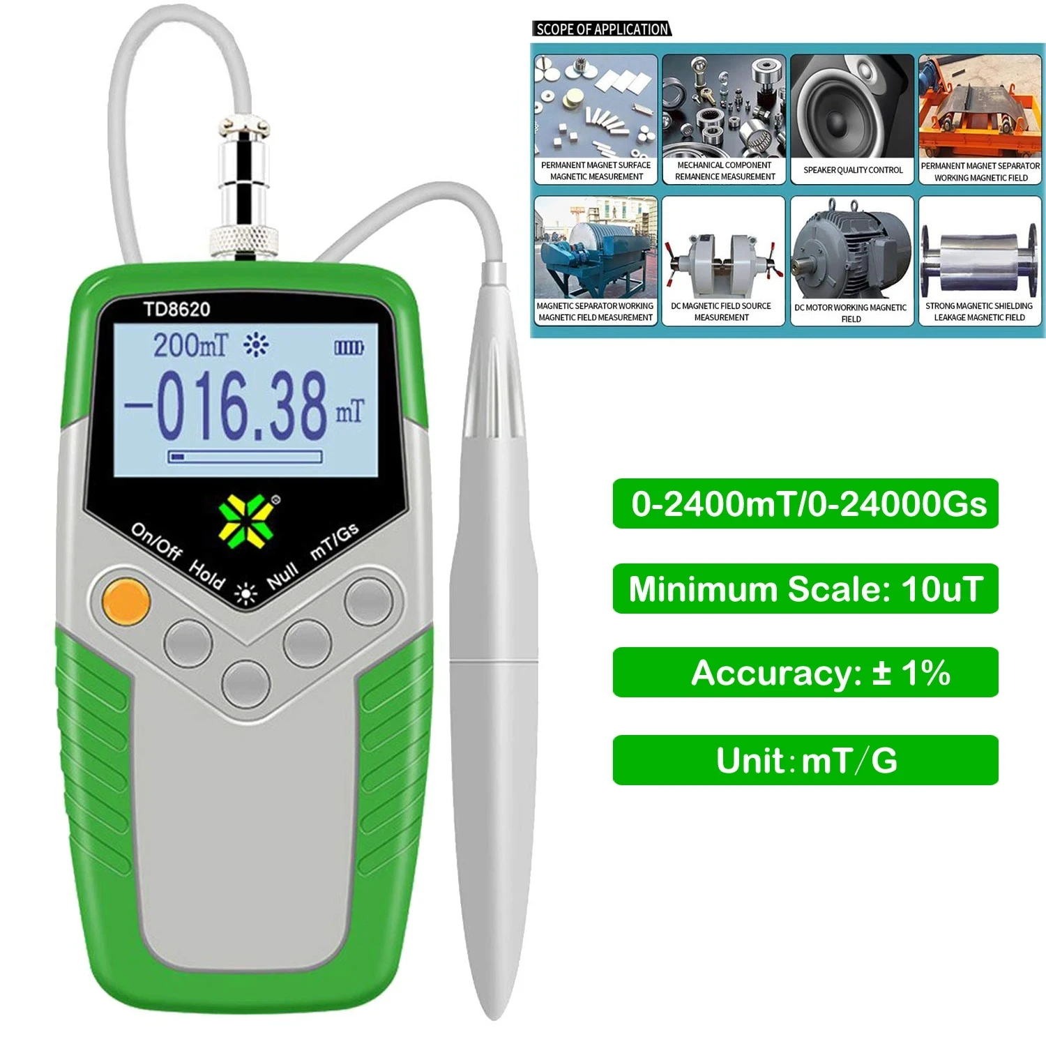 Hedao TD8620 Five-level Gauss Meter Strength Detector Pressure Testing Equipment Tesla Meter