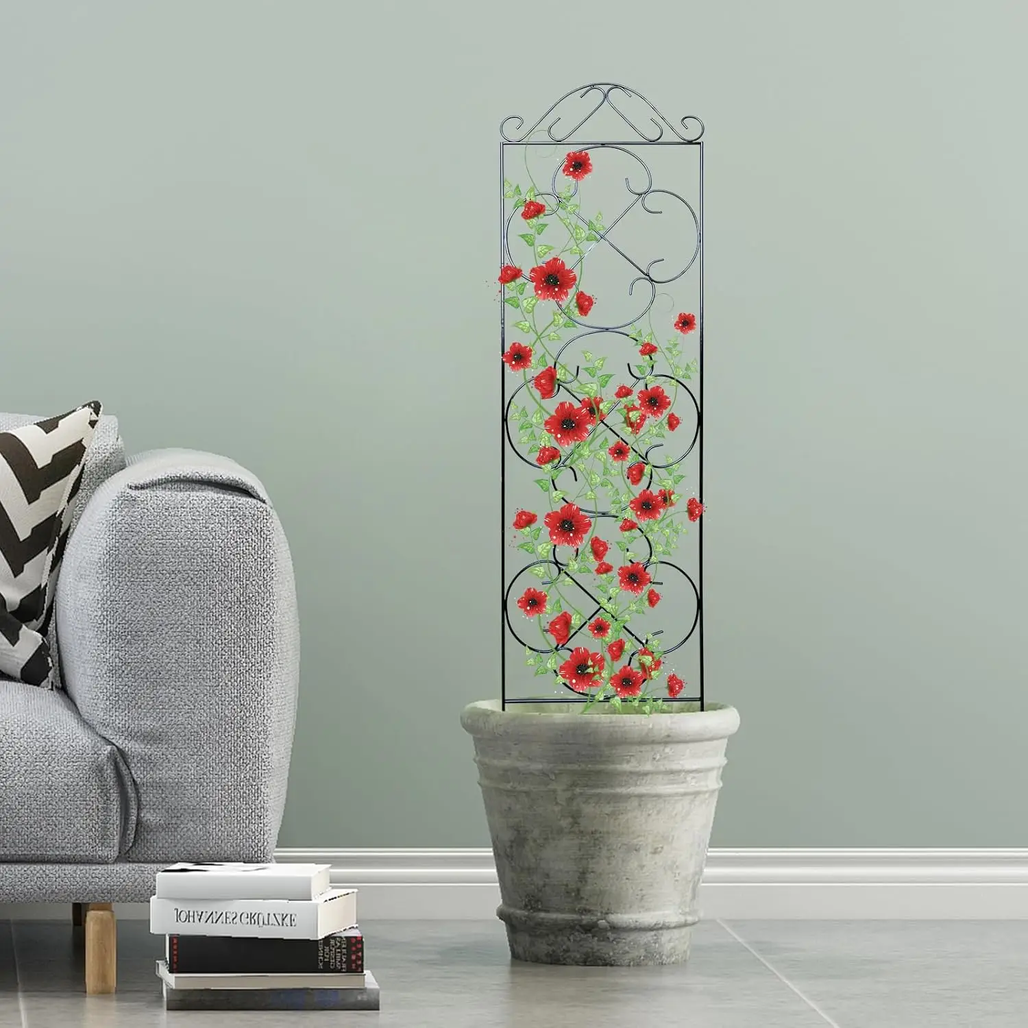 تعريشة الحديقة 4 عبوات 48 بوصة ارتفاع × 12.5 بوصة عرض تعريشة تسلق النباتات المعدنية مناسبة للنباتات ذات الأصياد نباتات التسلق الداخلية والخارجية