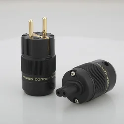 Audiocrast Gold plated Figure 8 C7 & Schuko Power Plug hifi Audio speaker amplifier AC Power cord IEC