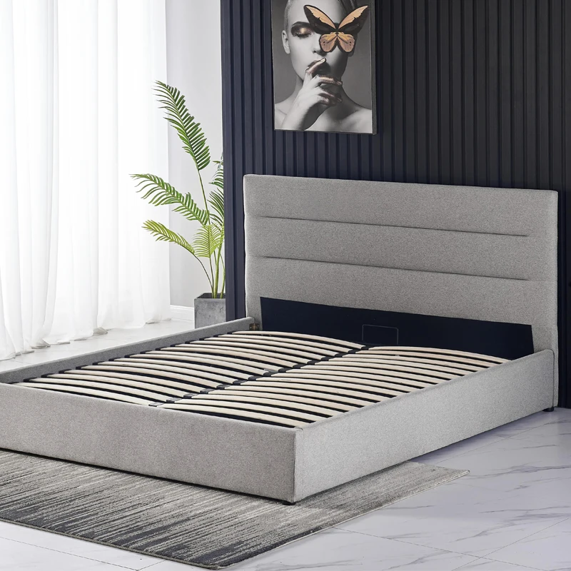 

Кровать с мягким изголовьем из велюровой ткани, размеры Queen/King, для повышения продаж