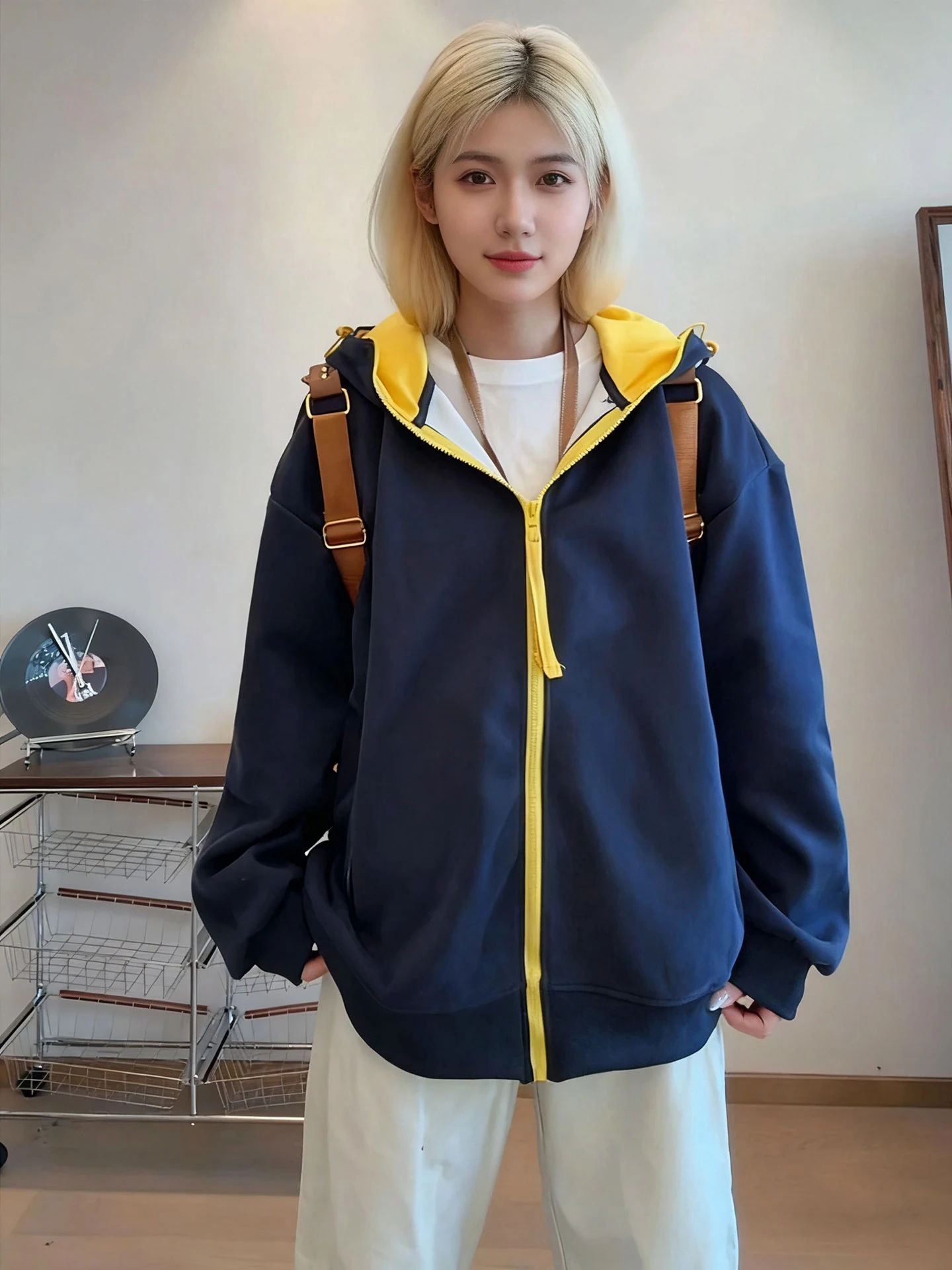 

American Sle Heavyweight Cleanfit Hooded Sweater Men's Autumn Design Color Blo Splicing Couple's Upper Apparel
