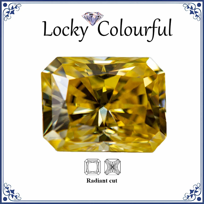 

Moissanite Lemon Yellow Color Radiant Cut VVS1 with GRA Certificate for DIY Charms Beads Jewelry Making Bracelet Rings Materials