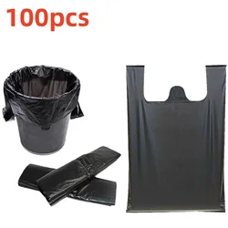 100pcs Black Vest Plastic Bag Household Thickened Kitchen Living Room Clean Garbage Bin Disposable with Handle Plastic Bags