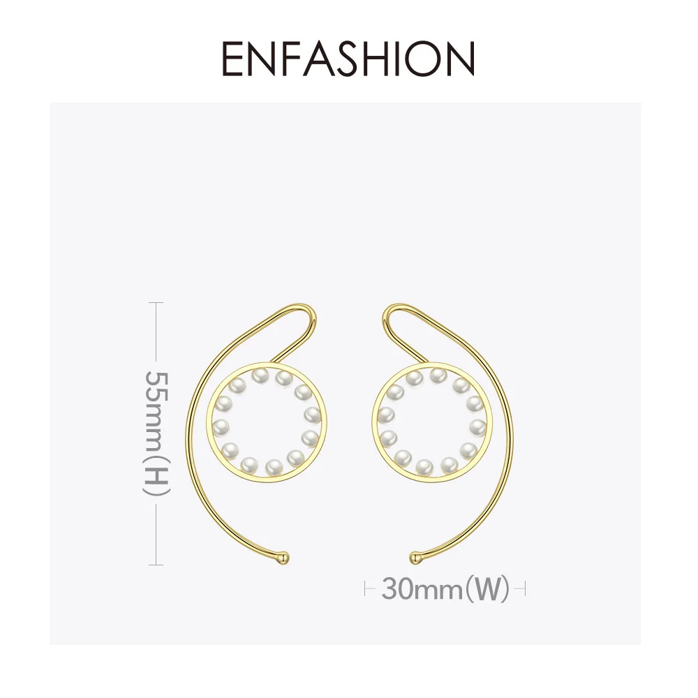 ENFASHION Pearl Circle Ear Cuff Clip On Earrings For Women Statement Gold Color Earcuff Earings Without Piercing Jewelry E191106