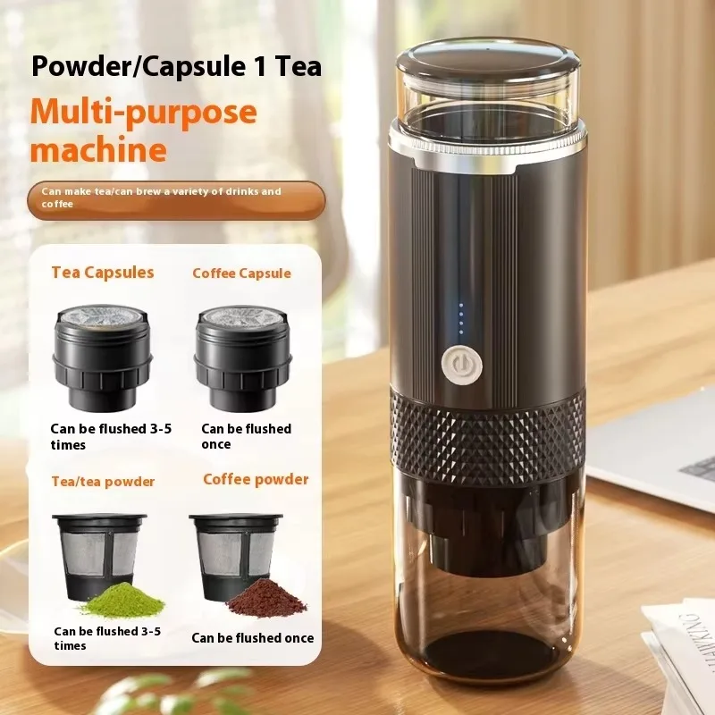 Portable Fully Automatic USB Espresso Coffee Maker Mini Electric Travel Coffee Maker Stainless Steel Housing Car RV Outdoor Use