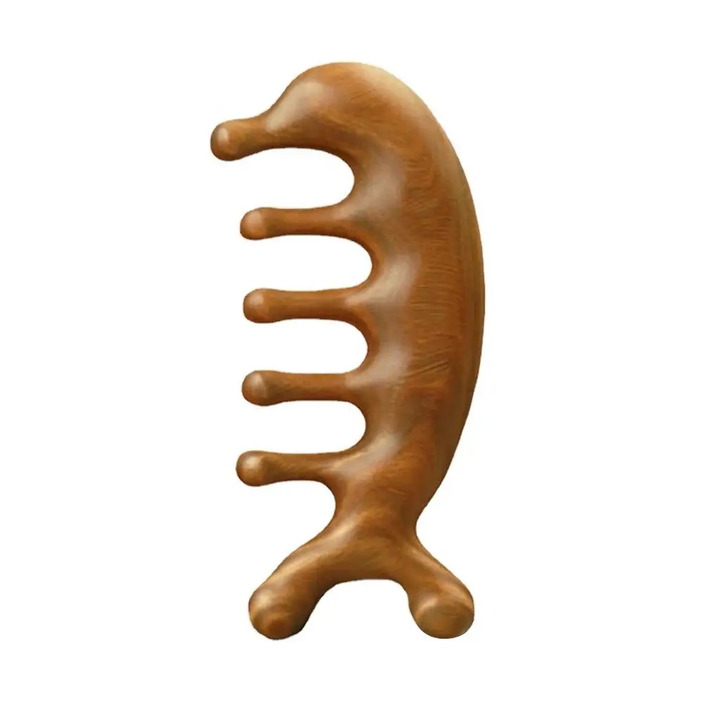 Wooden Massage Comb Head Face Scalp Gua Sha Massager Scraping Massage Natural Wide Facial Body Tooth Sandalwood B9X5