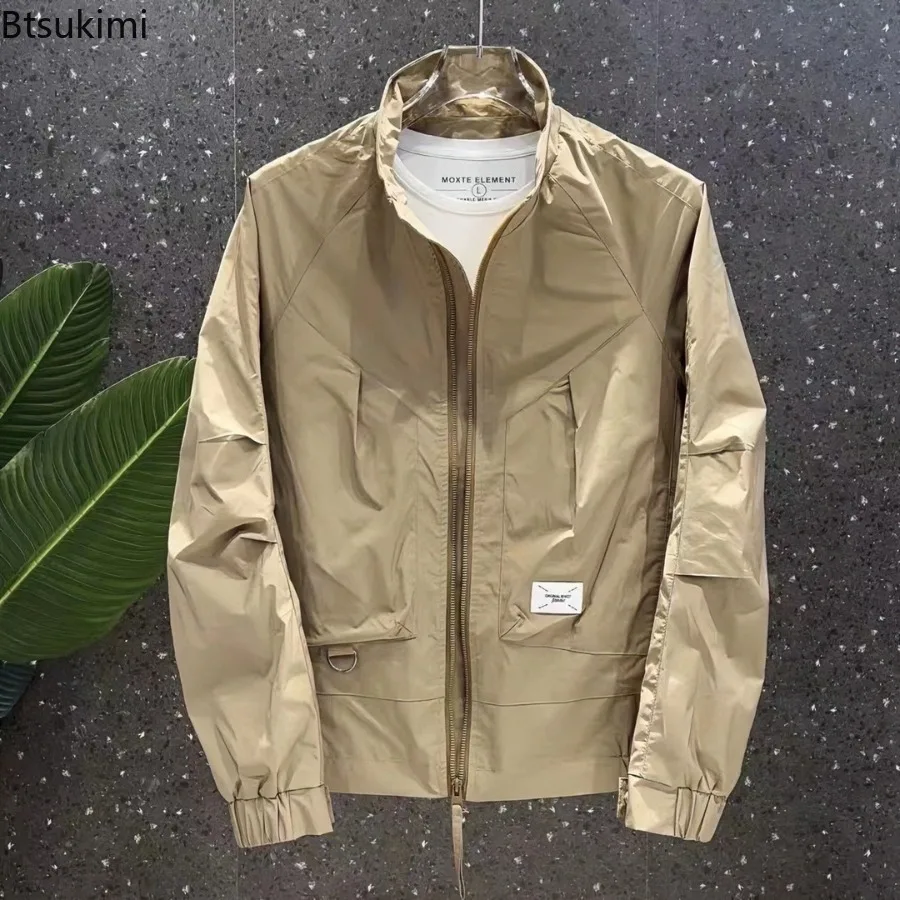 

Men's Spring Autumn Casual Outdoor Sports Breathable Jacket Korean Solid Color Stand Collar Regular Loose Type Jackets for Men