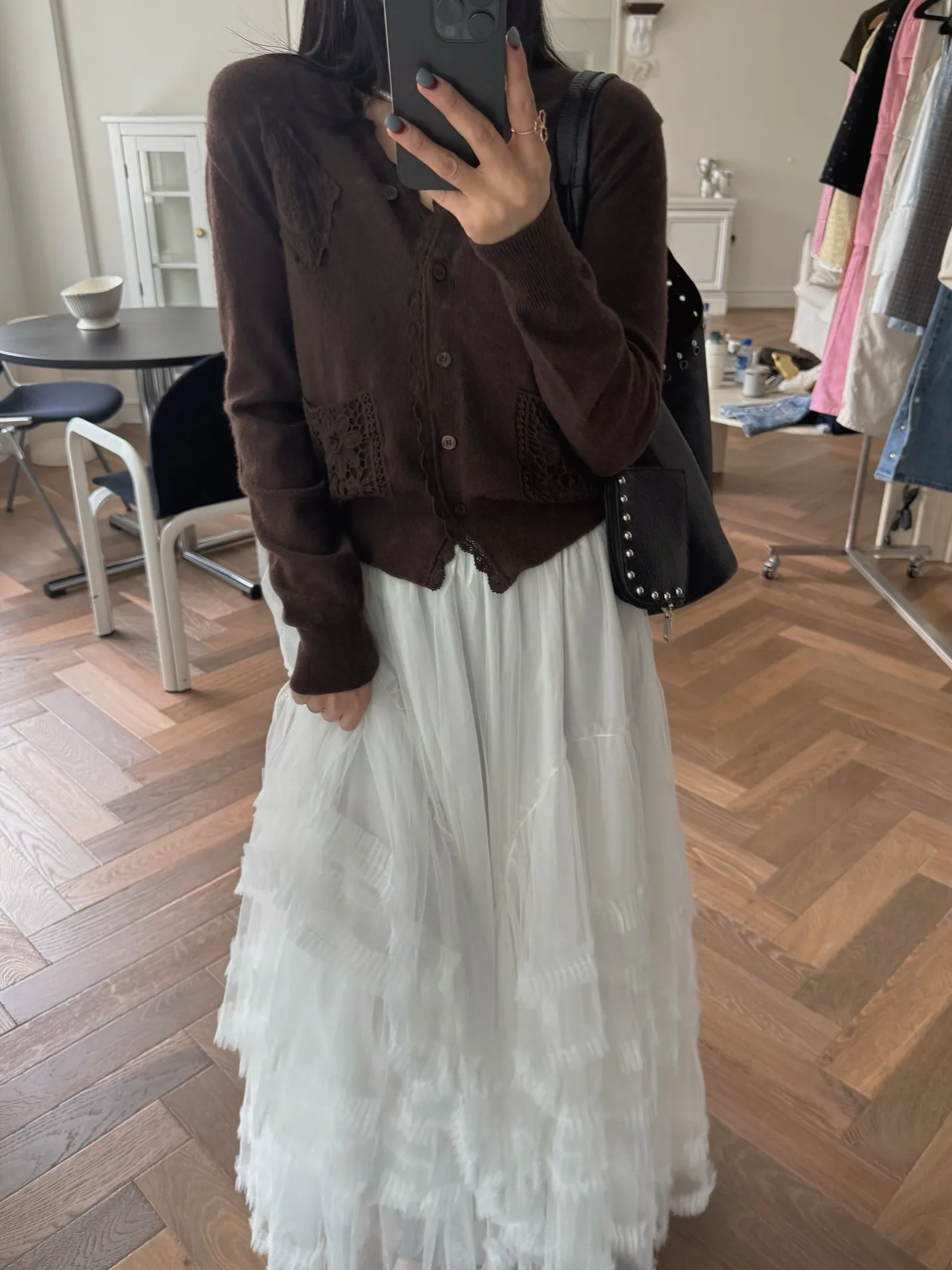 Chic Autumn New Sle Sweet Youthful Splice Irregular Wooden Ear Lace Puffy Net Skirt Women's Cake f Skirt Commute Pure Color