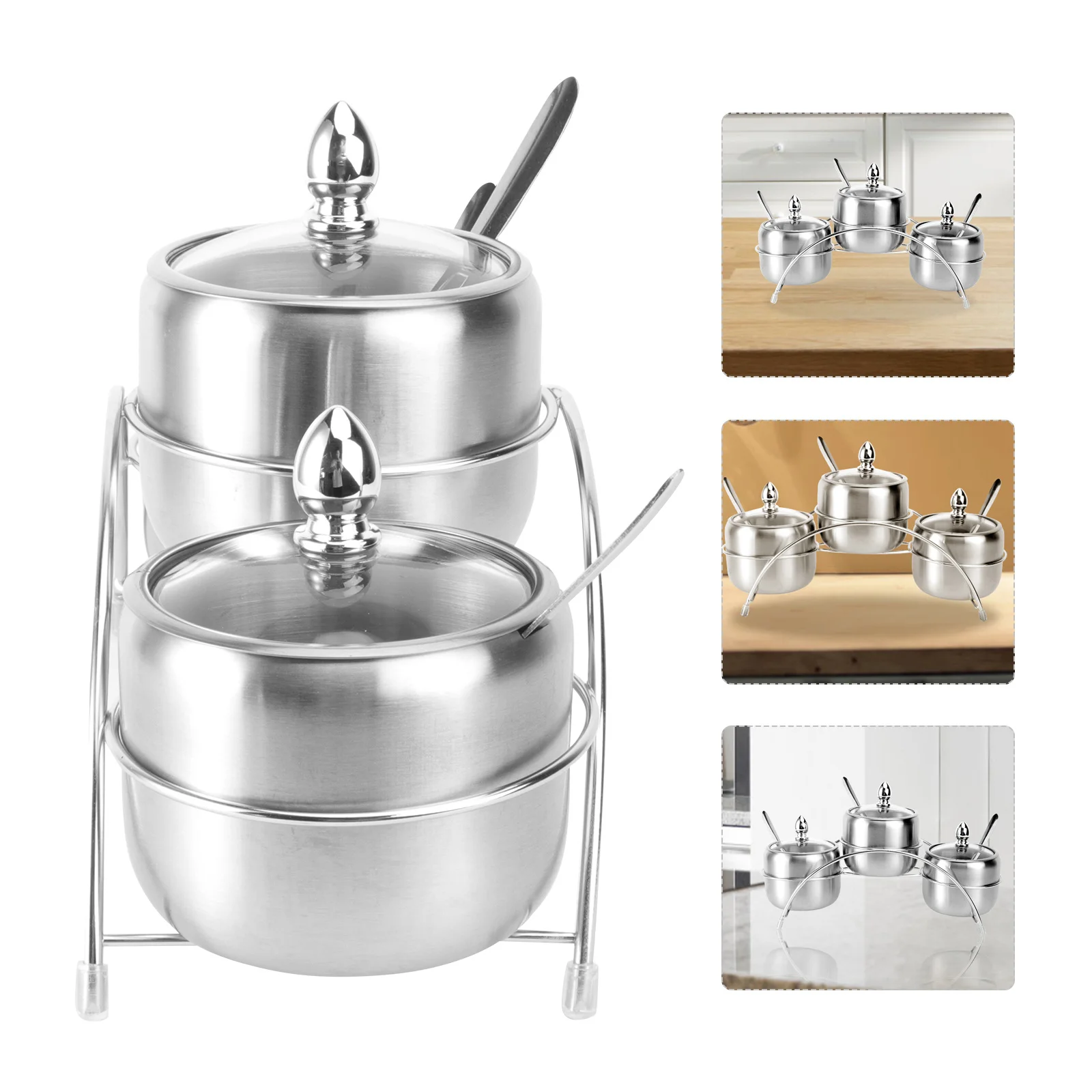 

1Set European Style Stainless Steel Arch Spice Rack Kitchen Seasoning Jar Set Space Saving Condiment Holder Seasoning Rack