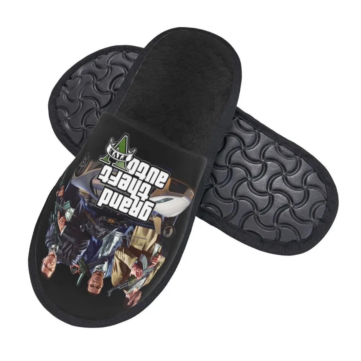 Zapatillas de casa con estampado personalizado Grand Theft para mujer, zapatos suaves y cálidos de espuma viscoelástica para el juego GTA, calzado esponjoso para interiores y exteriores