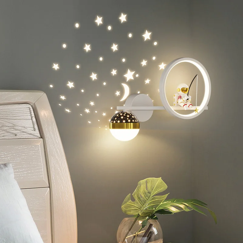 lampada de parede led moderna nordica para criancas luz de candeeiro astronauta kid room decoracao de casa iluminacao viva 01