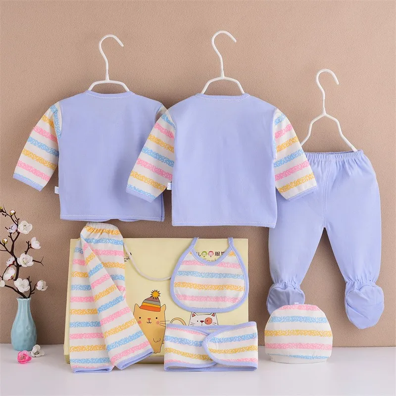 0-3m Newborn Baby Unisex Clothes Set Underwear Animal Print T-shirt Tops Pants 7pcs Boys Cotton Soft Infant Baby Girls Outfits