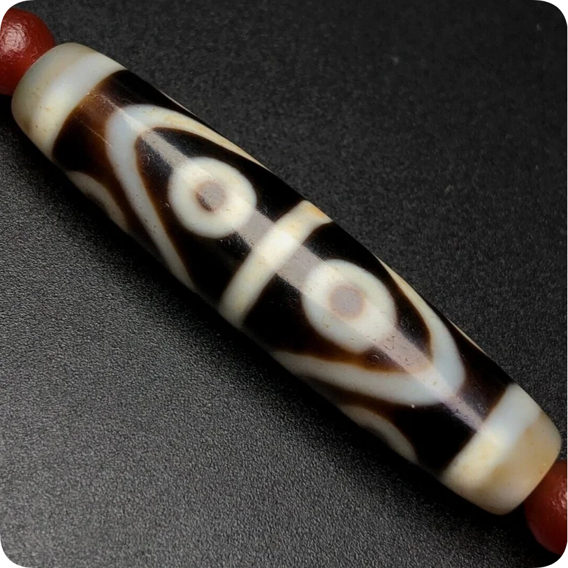 Tibetan black and white water pattern eight eyed dzi agate necklace 13 * 57mm