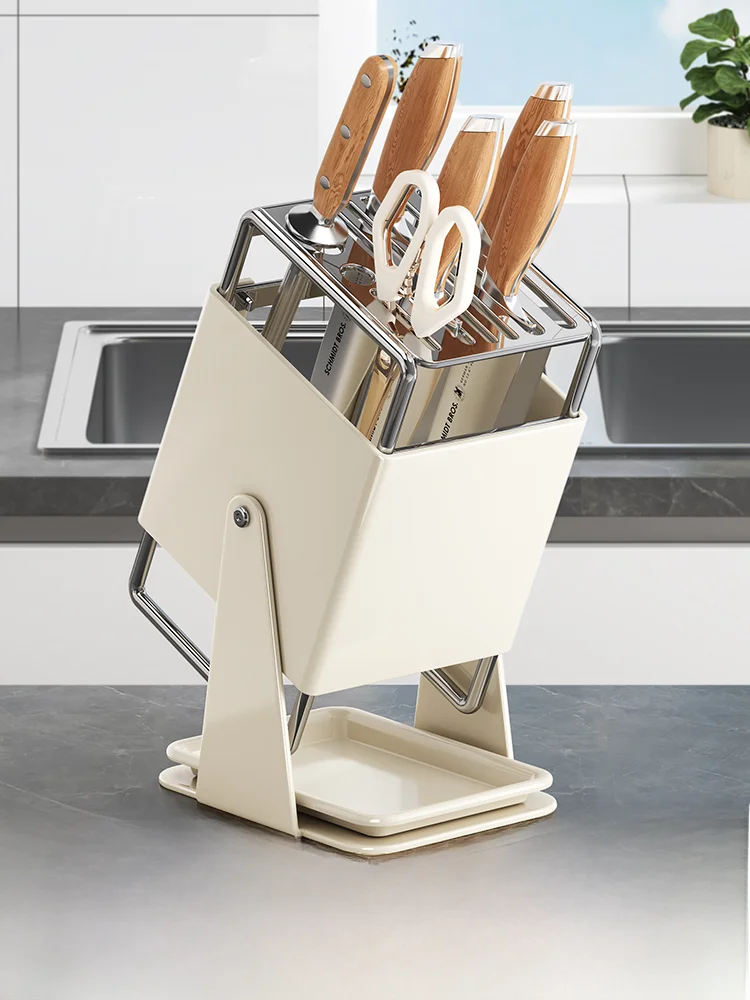 

Держатель кухонного ножа из нержавеющей стали, вращающаяся многофункциональная подставка для лезвий, подставка для хранения разделочных досок и кухонных ножей