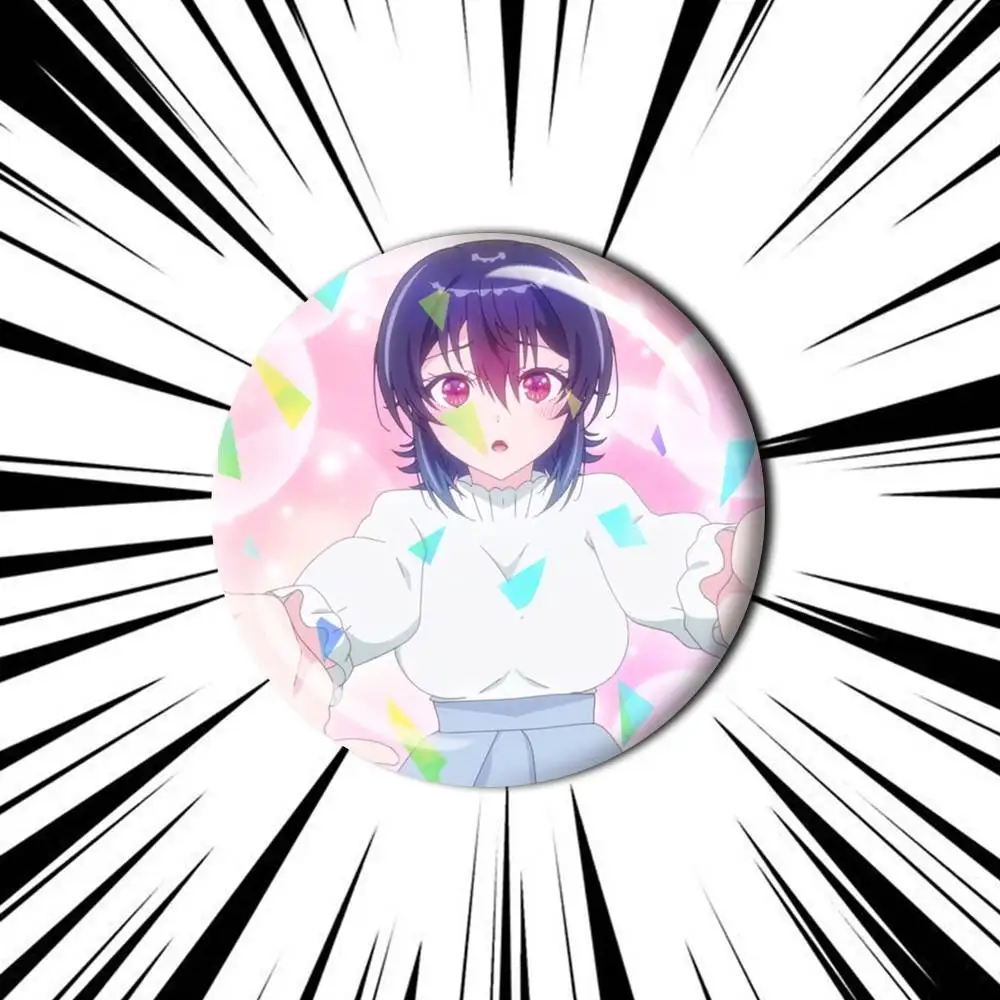 UMI Be Friends with the Second Girl Customizable Round Brooch Pins,Personalized Badge With Broken Glass Design Fashion Accessory