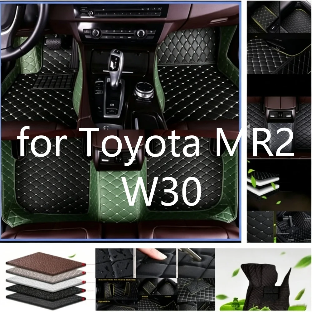 Maßgefertigte Leder-Autofußmatten für Toyota MR2 W30 2000–2007 2-Sitzer, wasserdicht, rutschfest, verschleißfest, leicht zu reinigen, Auto-Innenraum-Schutzteppiche, Zubehör 2544