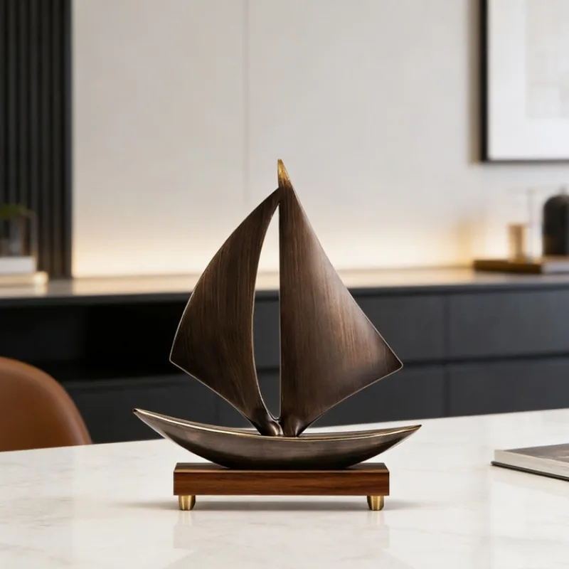 

Light luxury ship model smooth sailing, handicraft ornaments, office home entrance feng shui art decorations