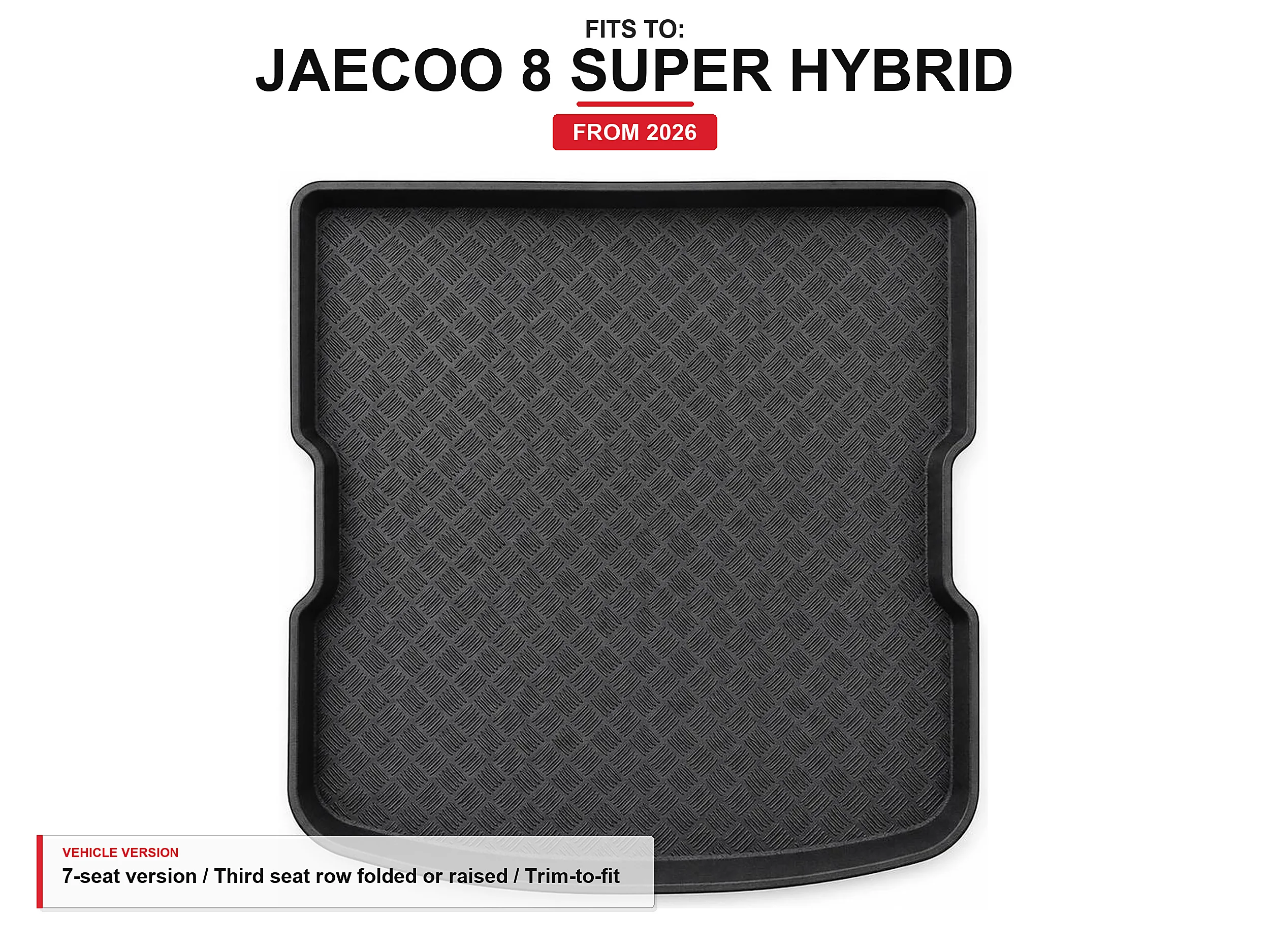 Kofferbakmat met randafwerking voor: Jaecoo 8 Super Hybrid 2026- 7-zits versie